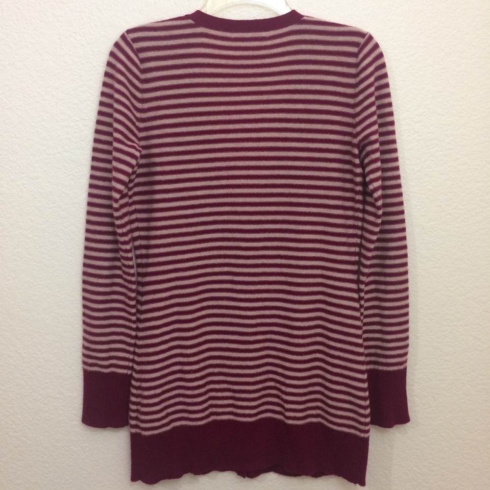 Joie 100% Cashmere Long Cardigan Stripes Pockets - Picture 4 of 8